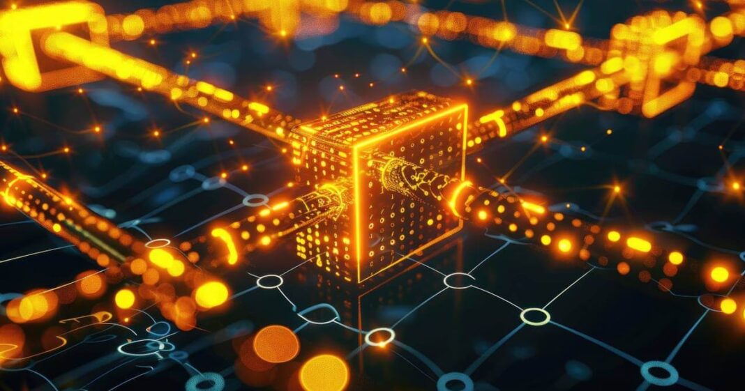 Blockchain technology expanding across Africa with Ghana highlighted and digital cryptocurrency network connections